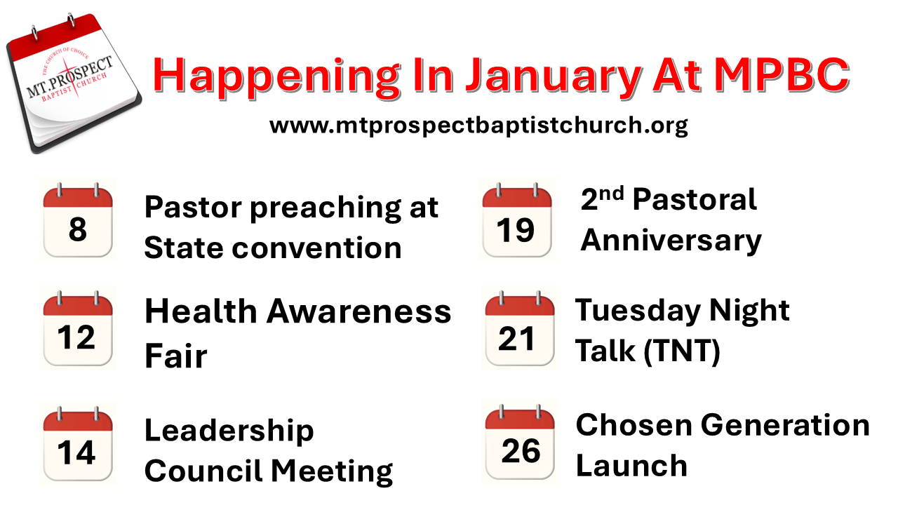 Calendar of Events for January 2025